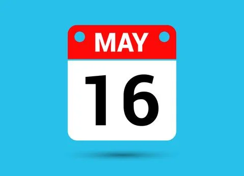 May 16 Calendar Date Flat Icon Day 16 Vector Illustration Stock Illustration