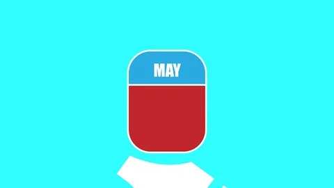 May 17th. Day 17 of month, 2D calendar animation. A calendar sheet is assembled Stock Footage 129500470
