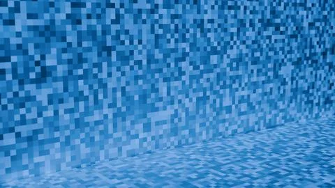 May 18 2026 Blue Pixel Mosaic Tessellation Abstract 3D Background Stock Illustration