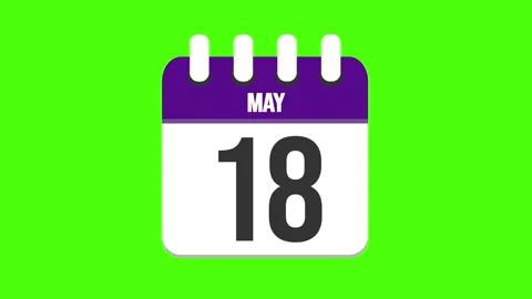 May 18. Calendar appearing, with the pages dropping down to the date may 18. Stock Footage 292586060
