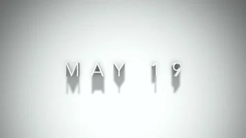 May 19 3D title animation with shadows on a white background Stock Footage 296001544