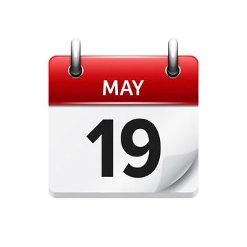 May 19 . Vector flat daily calendar icon. Date and time, day, month. Holiday. Stock Illustration