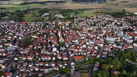 May 2. 2025 Bad Saulgau , Germany A panoramic aerial view beside the old town Видео 343884183