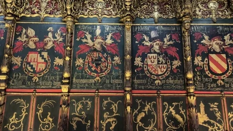 May 2, 2026 - Barcelona, Spain - Gothic cathedral choir stalls with wooden seats Stock Footage 325747095