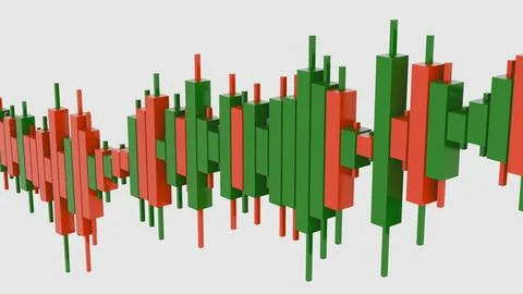 May 2 2026 Red Green Candlestick Chart Stock Market Trading Volatility 3D Render Stock Illustration