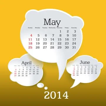 May 2014 bubble speech calendar Stock Illustration