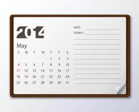 May 2014 calendar Stock Illustration