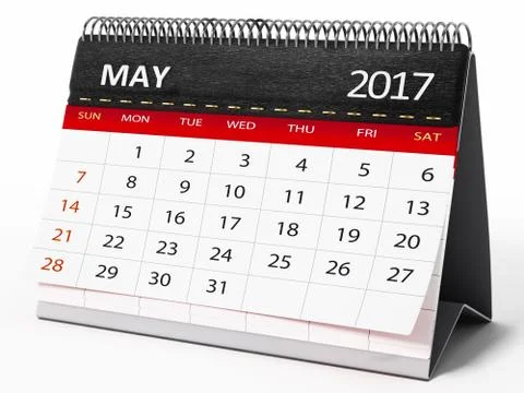 May 2017 desktop calendar. 3D illustration Stock Illustration