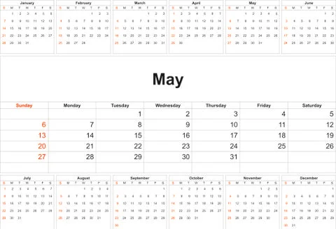 May 2018 desk calendar vector illustration, simple and clean design. Stock Illustration