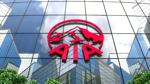 May 2019, Editorial use only, AIA Group Limited logo on glass building. Stock Footage 107316455