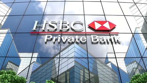 May 2019, Editorial use only, HSBC Private Banking logo on glass building. Stock Footage 107650833