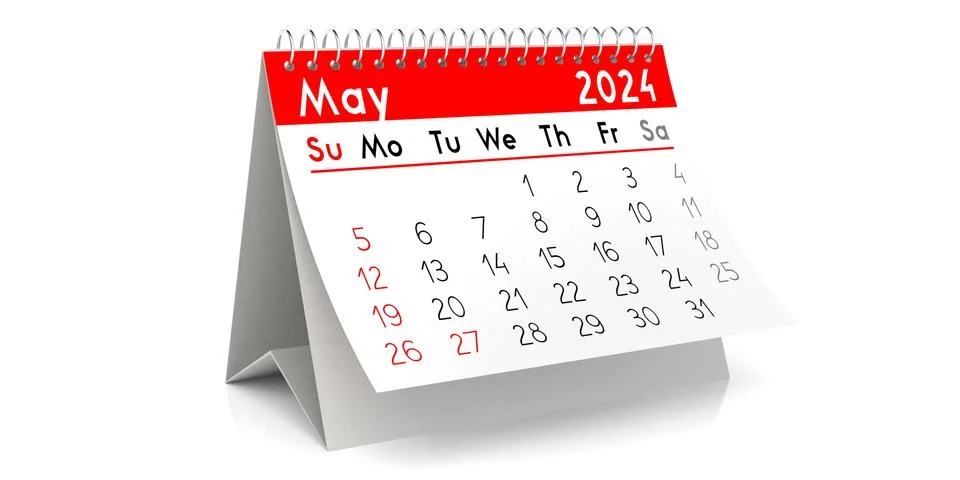 May 2024 - table calendar - 3D illustration 스톡 일러스트