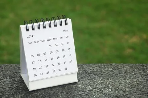 May 2024 table calendar with customizable space for text. Calendar concept .. Stock Photos