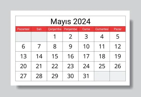 May 2024 TURKISH calendar. Vector illustration. Monthly planning .. Stock Illustration