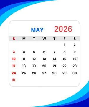 May 2026 Calendar Ilustração Stock