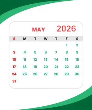 May 2026 Calendar page Stock-Illustration
