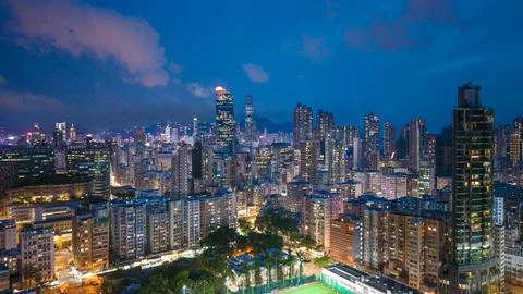 May 22 2025 Panoramic View of a Vibrant Cityscape at Dusk with Illuminated Stock Photos