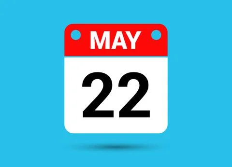 May 22 Calendar Date Flat Icon Day 22 Vector Illustration Stock Illustration