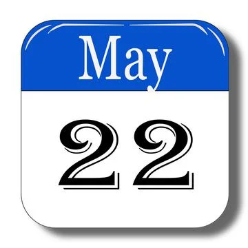 May 22 date of calendar in blue and white color look like 3d with shadow Stock Illustration
