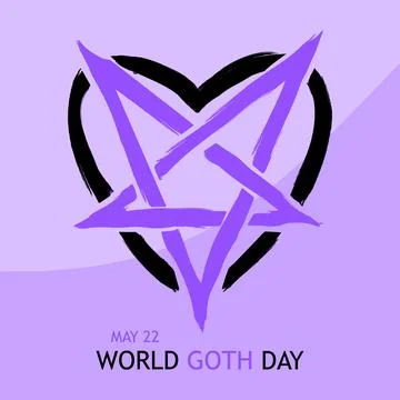 May 22, World Goth Day banner or background. Pentagram in heart modern logo  Illustrazione stock