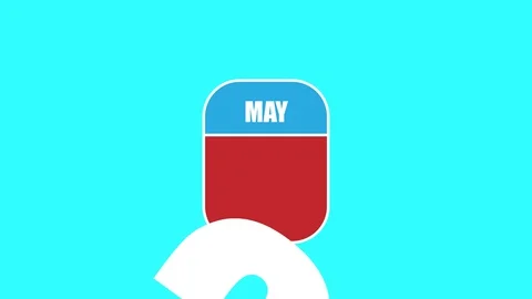 May 22nd. Day 22 of month, 2D calendar animation. A calendar sheet is assembled Stock Footage 129500534