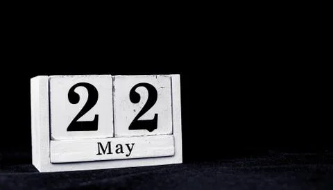 May 22nd, Twenty-second of May, Day 22 of month May - vintage wooden white ca Stock Photos