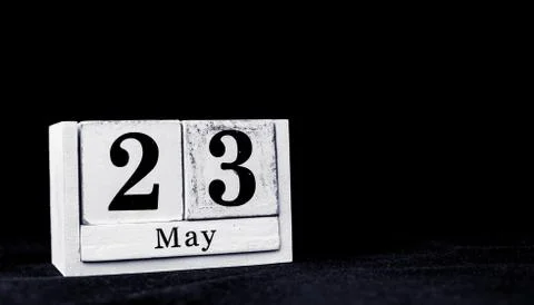 May 23rd, Twenty-third of May, Day 23 of month May - vintage wooden white cal Foto stock