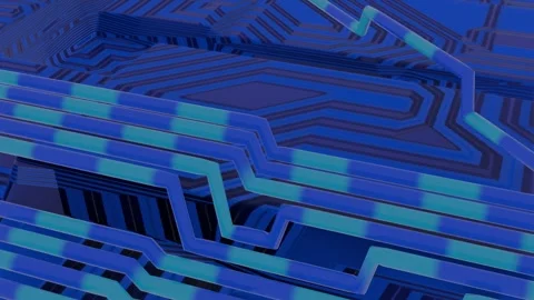 May 24 2026 Abstract Tech Circuit Board Energy Flow Loop 4K Blue Stock Footage 335598379