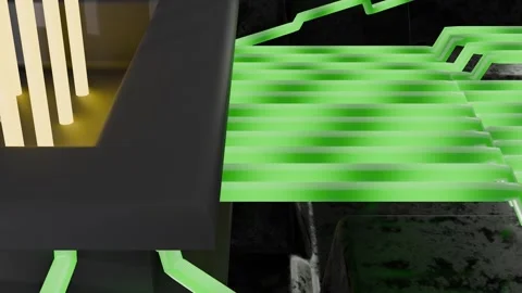 May 24 2026 Abstract Tech Circuit Board Neon Green Energy Loop 4K Stock Footage 335598381