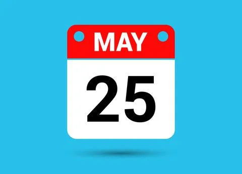 May 25 Calendar Date Flat Icon Day 25 Vector Illustration Stock Illustration