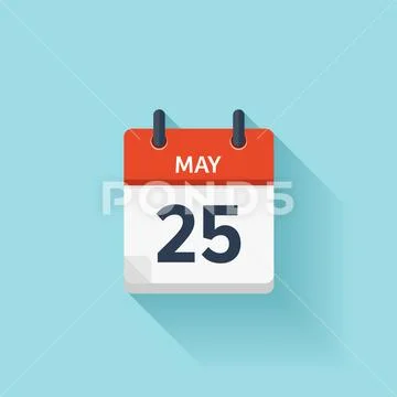 May 25 . Vector flat daily calendar icon. Date and time, day, month. Holiday.:  Graphic #239060497