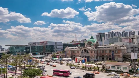 May 26, 2017. Taking city view around Seoul Station with Time lapse Stock Footage 145890479