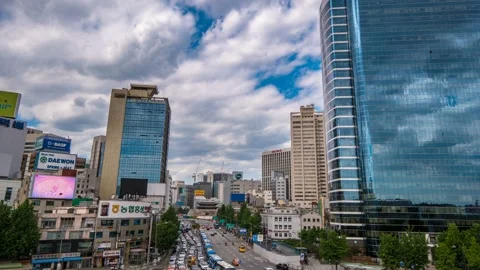 May 26, 2017. Taking city view around Seoul Station with Time lapse Stock Footage 145890565