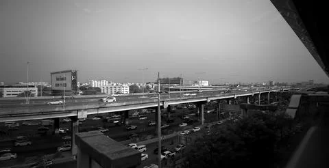 May 26, 2023, Traffic on the elevated at Vibhavadi Rangsit Road, Lak Si, Bangkok Stock Photos