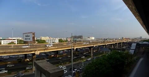 May 26, 2023, Traffic on the elevated at Vibhavadi Rangsit Road, Lak Si, Bangkok Stock Photos