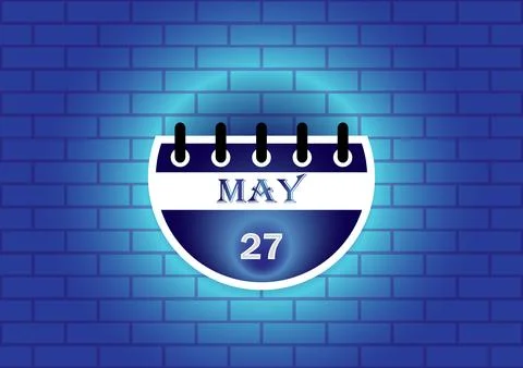 May 27th calendar date displayed on a blue brick wall background Stockillustratie