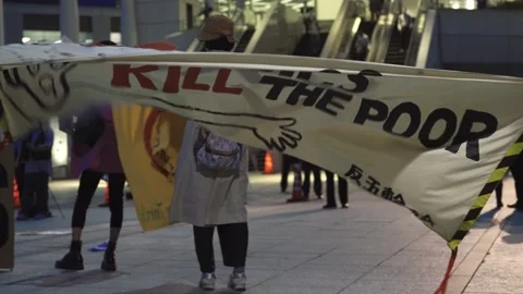 May 28, 2021 - Protest against the 2020/2021 Tokyo Olympics in Tokyo, Japan - 4K Stock Footage 154898718