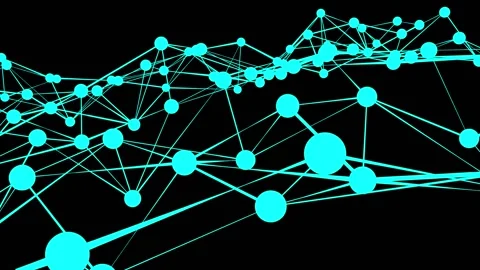 May 29 2026 Cyan Plexus Network Animation Black Background 4K Loop Stock Footage 335863224