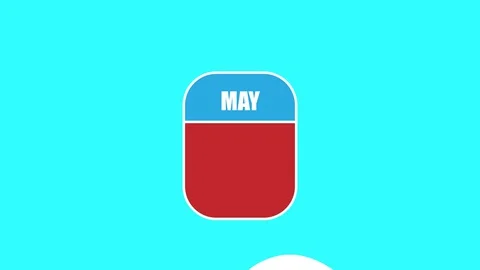 May 2nd. Day 2 of month, 2D calendar animation. A calendar sheet is assembled Stock Footage 129500388