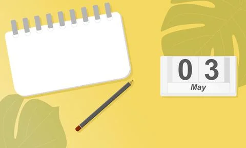 May 3. Project deadline or significant date. Paper sheet for planning tasks. Stock Illustration