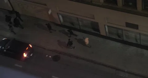May 30 2020 BLM Looting T-Mobile Getaway from Police Downtown Los Angeles Stock Footage 197890374