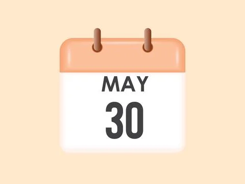 May 30 - calendar and Time planner. Daily Calendar Icon reminder. Vector Il.. Stock Illustration