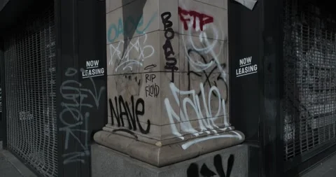 May 31 2020 BLM Aftermath Graffiti Million Dollar Theatre Downtown Los Angeles Stock Footage 197891534