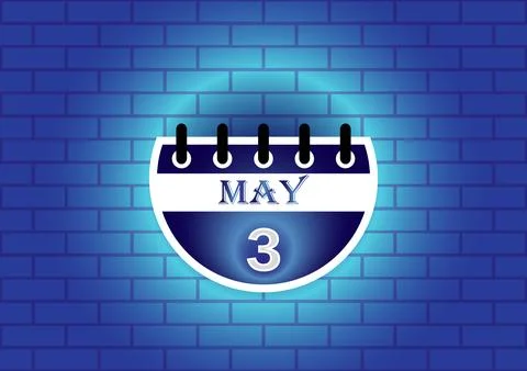 May 3rd calendar date on a blue brick wall background. Perfect for scheduli.. Illustration