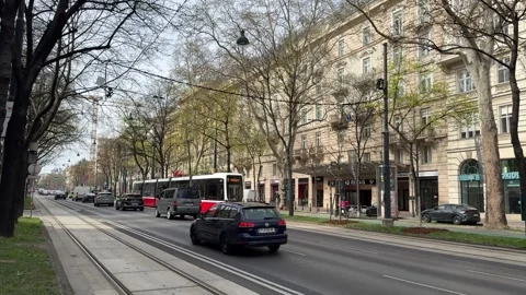 May 4, 2025 - Vienna, Austria - Cars on the Ringstrasse boulevard Stock Footage 338052498