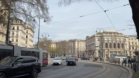 May 4, 2025 - Vienna, Austria - Cars on the Ringstrasse boulevard Stock Footage 338052501