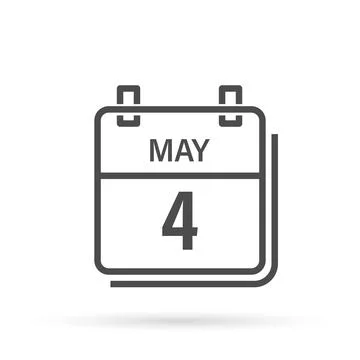May 4, Calendar icon with shadow. Day, month. Flat vector illustration. Stock Illustration