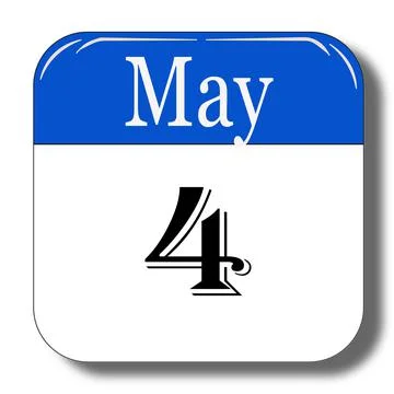 May 4 date of calendar in blue and white color look like 3d with shadow Stock Illustration