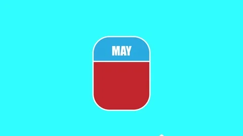 May 4th. Day 4 of month, 2D calendar animation. A calendar sheet is assembled Stock Footage 129500398