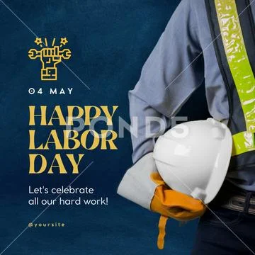 May 4th labor day celebration with a construction worker Modello PSD